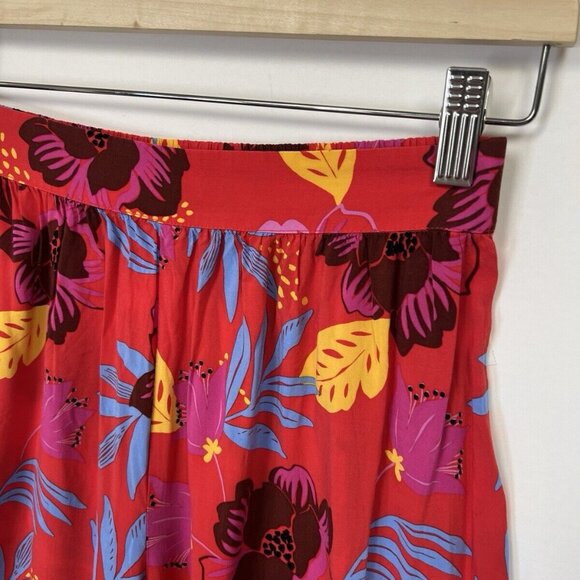 Seafolly Red Floral Cropped Pants Size Xs Wide Leg - Picture 6 of 6
